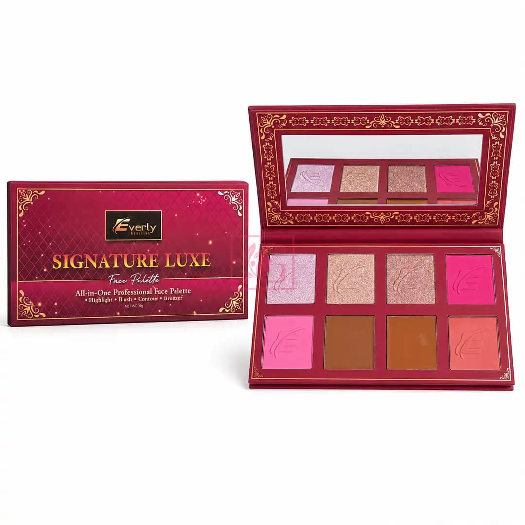 Everly Beauties Signature Luxe Face Palette – Blush, Highlighter, Contour & Bronzer